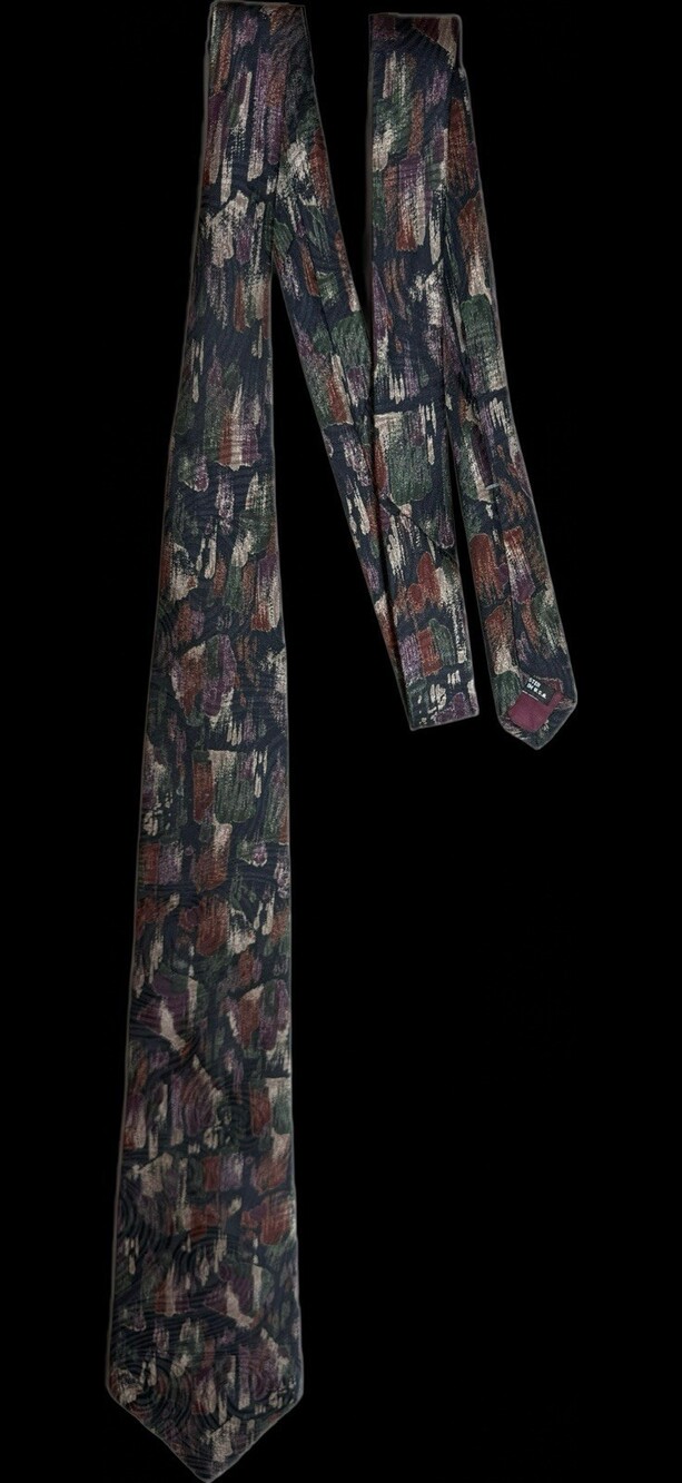 Vintage Bugle Boy U.S.A. Men's Tie Made in USA Multicolor Abstract Brushstroke